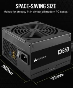 Corsair CX Seriesâ„¢ CX650 - 650 Watt 80 PLUS Bronze ATX Power Supply (AU), Compact 125mm, Up to 88% Efficiency