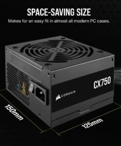 Corsair CX Seriesâ„¢ CX750 - 750 Watt 80 PLUS Bronze ATX Power Supply (AU), Compact 125mm, Up to 88% Efficiency