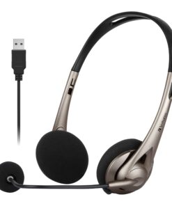 Verbatim Multimedia Headset with Boom Mic Headphone, Volume Control, USB 3.0 - Grey - School, Office, Business. Retail Pack