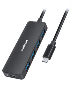 mbeatÂ® 4-Port USB-C Hub with USB-C DC Port Compact and Portable Design Flexible Device Connectivity Data Transfer Speed  5Gbps Weight  30g