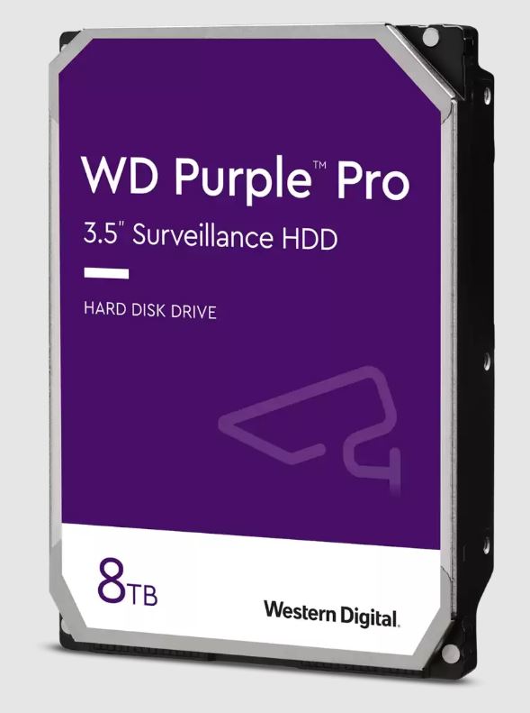 Western Digital WD Purple Pro 8TB 3.5' Surveillance HDD 7200RPM 256MB SATA3 245MB /s 550TBW 24x7 64 Cameras AV NVR DVR 2.5mil MTBF