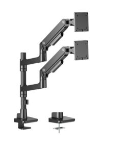Brateck LDT81-C024P-B Noteworthy Pole-Mounted Heavy-Duty Gas Spring Dual Monitor Arm Fit Most 17'-49' Monitor Fine Texture Black