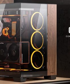 Antec C8 Wood ATX, E-ATX, Seamless Edge View Front and Side, USB-C, 4mm Tempered Glass, 360mm liquid cooler top, bottom, side. 2x USB 3.0 Black Case