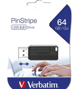 Verbatim Store'n'Go Pinstripe USB Drive 64GB (Black) - Reliable, Durable, and Ultra Compact - Best Companion for Office 2 Years Limited Warranty