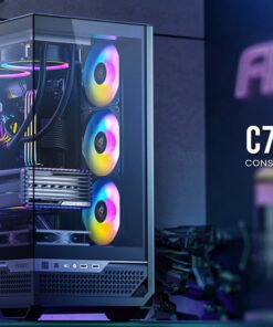 Antec C7-ARGB ATX,E-ATX Panoramic 270 View, USB-C, 4x ARGB PWM Fans. Side Radiator RTX 5090, 7900x, Back Connect MBs, Flip Door, Black Case