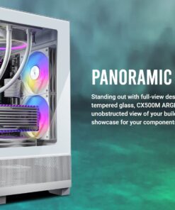 Antec CX500M ARGB White Seamless mATX, ITX, USB-C, Up to 6 Fans. 3 x RGB included (2x Front Right, 1 x Rear). Gaming Case
