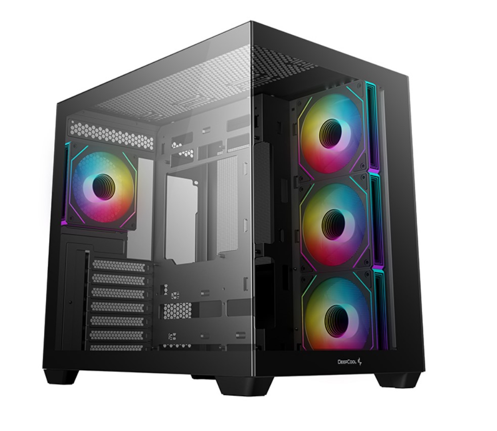 DeepCool CG530 4F ATX Case, Tempered Glass, 4 Pre-Instaled Fans, USB3.0×2ã€Gen2 Type-C x1ã€Audio /Mic×1, Cable, Supports Rear Connector