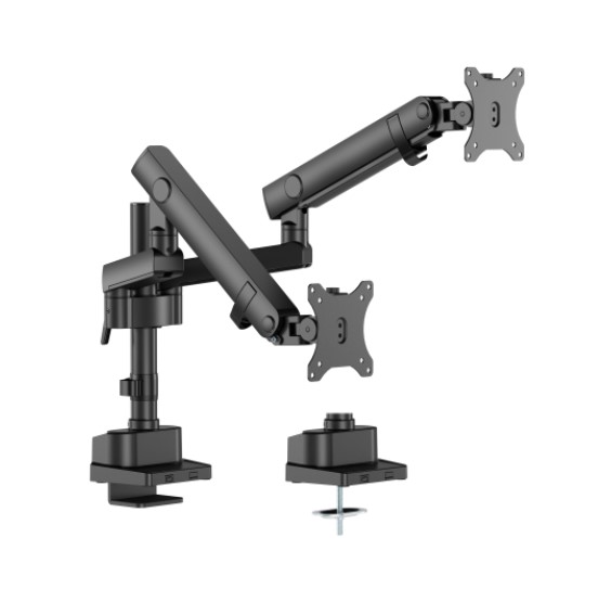 Brateck LDT84-C024P-B Dual Screen Pole-Mounted Heavy-Duty Mechanical Spring Monitor Arm Black(LS)