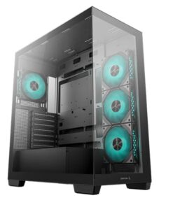 DeepCool CG580 4F Panoramic ATX Mid-Tower Case, 4 x Pre Installed Fans Single Chamber, Support Up to 2x 360mm Radiators, Front 2x USB3.0 (LS)