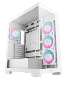 DeepCool CG580 4F WH (White)Panoramic ATX Mid-Tower Case, 4 x Pre Installed Fans Single Chamber, Support Up to 2x 360mm Radiators, Front 2x USB3.0 (LS