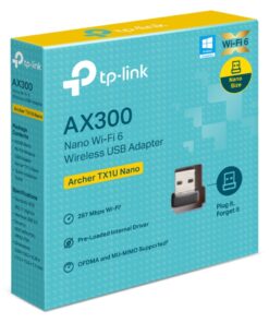TP-Link Archer TX1U Nano AX300 Nano Wi-Fi 6 Wireless USB Adapter , 287 Mbps at 2.4 GHz , Internal Antennas, USB 2.0 , MU-MIMO, OFDMA