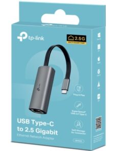 TP-Link UE302C USB Type-C to 2.5 Gigabit Ethernet Network Adapter, 1 USB 3.0 Type-C Connector, 1Ã—2.5 Gigabit Ethernet Port, Foldable, Portable Design