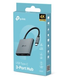 TP-Link UH3020C USB Type-C 3 in 1 Hub, 4K@60Hz HDMI, 100W Power Delivery, 1Ã— USB-A Data Ports.