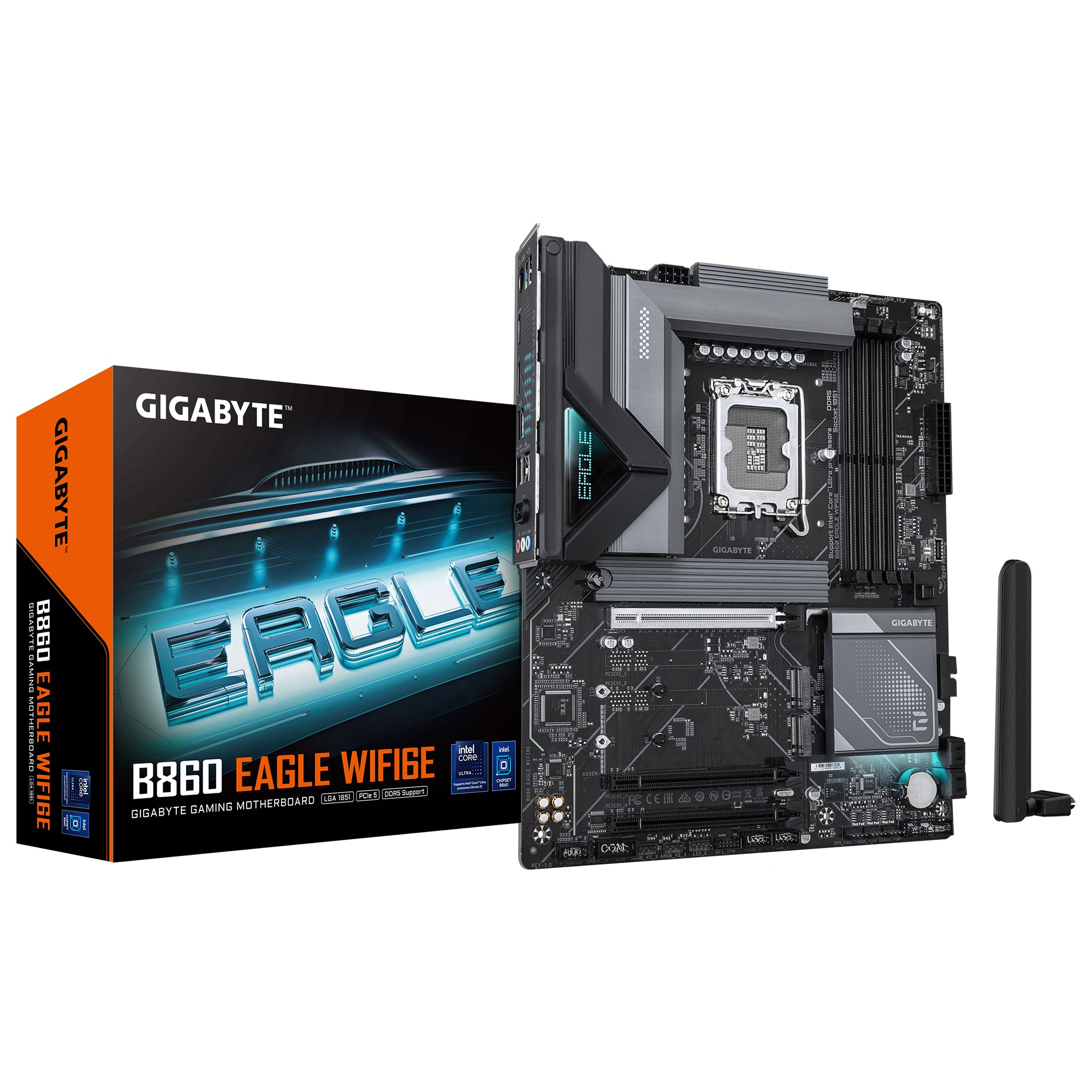 (LS) Gigabyte M /B B860 EAGLE WIFI6E 1.0, Intel ® B860, 4 x DDR5 up to 256 GB, 1x HDMI, 3 x PCI Express x16, 3 x M.2, 4 x SATA, 3 x USB 3.2