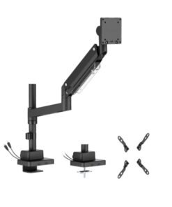 Brateck LDT80-C012UCP Super Heavy-Duty Pole-Mounted Gas Spring Monitor Arm with USB-A and USB-C Ports, Matte Black (LS)