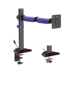 Brateck LDT89-C012L Articulating RGB Lighting Gaming Monitor Arm Matte Black, Fit Screen Size  17'-40' Up to 12 KG (LS)