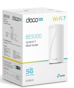 TP-Link Deco BE65-5G(1-pack) 5G BE9300 Tri-Band Whole Home Mesh Wi-Fi 7 Gateway (WIFI7) 574 Mbps at 2.4 GHz + 2880 Mbps at 5 GHz + 5760 Mbps at 6 GHz