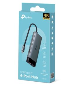 TP-Link UH6120C USB Type-C 6-Port Hub,4K@60Hz HDMI, 1 Gbps ethernet, 100W Power Delivery, 1Ã— USB-C Data Ports, 2Ã— USB-A Data Ports.