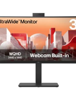 LG 34' UltraWide QHD Curved IPS Monitor with 3440x1440 resolution, sRGB 99%, HDR10, USB-C PD 90W, FHD webcam, mic, speakers and adjustable stand