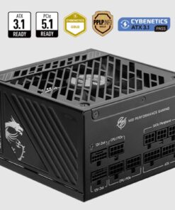 MSI MAG A1250GS PCIE5 ATX Power Supply Unit, 80 PLUS Gold, Fully modular flat cables, 0 RPM Mode, Active PFC design