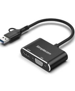 Simplecom DA326C USB 3.0 and USB-C to HDMI + VGA Video Card Adapter Full HD 1080p