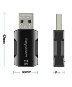 Simplecom NW830 Wi-Fi 6 and Bluetooth 5.3 Combo USB Adapter Dual Band AX900