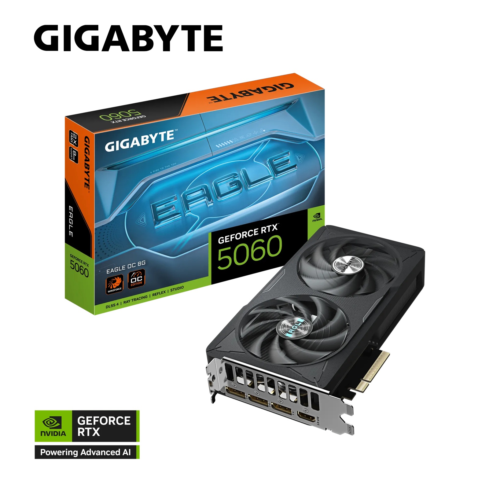 Gigabyte GeForce RTXâ„¢ GV-N5060EAGLEMAX OC-8GD, GDDR7, 2550MHz, 3840CUDA, 28Gbps, PCI-E 5.0, PSU 550W, 8 Pin*1, DisplayPort 2.1b *3, HDMI 2.1b *1