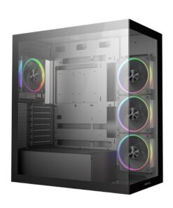 DeepCool CG580 4F v2 Panoramic ATX Mid-Tower Case, 4 x Pre Installed Fans Single Chamber, Support Up to 2x 360mm Radiators, Front 2x USB3.0