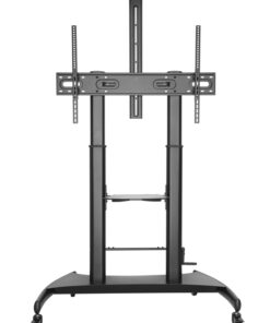 Brateck Large Screen Telescopic Height-Adjustable Steel TV Cart with Crank Handle Fit 60'-100' Up to 100kg- Matte Black ï¼ˆLSï¼‰