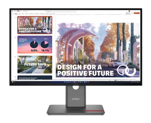 LENOVO ThinkVision P27QD-40 27' QHD Monitor IPS 2560x1440 16 9 Height Adjustable Tilt Swivel Pivot Daisy Chain 140W PD DP HDMI USB-C Hub LAN VESA
