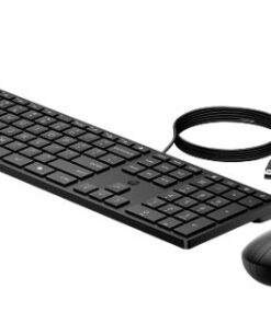 HP 320MK USB Wired Desktop Keyboard Mouse Combo Reduced-sized and Low-Profile Quiet Keys Plug&Play for Notebook Desktop PC WIN11 /10 Black