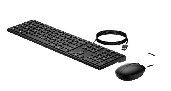 HP 320MK USB Wired Desktop Keyboard Mouse Combo Reduced-sized and Low-Profile Quiet Keys Plug&Play for Notebook Desktop PC WIN11 /10 Black
