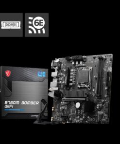MSI PRO B760M BOMBER WIFI mATX Motherboard, 4x DDR5~128GB, 2x PCI-E x 16, 1x PCI-E x 1, 2x M.2, 4x SATA, 4x USB 3.2 , 2x USB 2.09