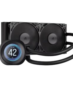 Corsair NAUTILUS 240 RS LCD Liquid CPU Cooler - Black, 240mm rad, LCD pump, 2x PWM fans, 2100 RPM, AM5 /LGA1851, copper plate, 400mm tube, 36dBA