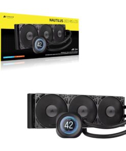 Corsair NAUTILUS 360 RS LCD Liquid CPU Cooler - Black, 360mm rad, LCD pump, 3x PWM fans, 2100 RPM, AM5 /LGA1851, copper plate, 450mm Tube, 36dBA