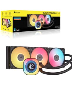 Corsair iCUE LINK TITAN 360 RX LCD Liquid CPU Cooler - Black  73.5 CFM, 2100 RPM, 36 dBA, Aluminum Radiator, Copper Cold Plate, Intel /AMD Support