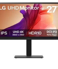 LG 27' IPS UHD 4K Monitor with 90% DCI-P3 and HDR10 support, 3840x2160, 300 nits, 5ms, Height /Pivot /Tilt /Swivel adjustable, 3-side borderless