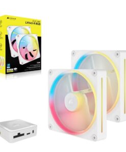 Corsair iCUE LINK LX140-R RGB 140mm PWM Reverse Fans Starter Kit Dual Pack -White  90.6 CFM, 2000 RPM, 38.3 dBA, 0.45A, Static Pressure, Magnetic Dome