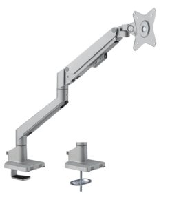 Brateck Single Monitor Thin Gas Spring Monitor Arm Fit Most 17'-32' Monitors, Up to 9kg per screen VESA 75x75 /100x100 Matte Silver (LS)