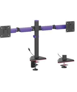 Brateck LDT89-C024L Matte Black Amethyst Articulating RGB Lighting Gaming Dual Monitor Arm, Fit Screen Size  17'-32' (LS)