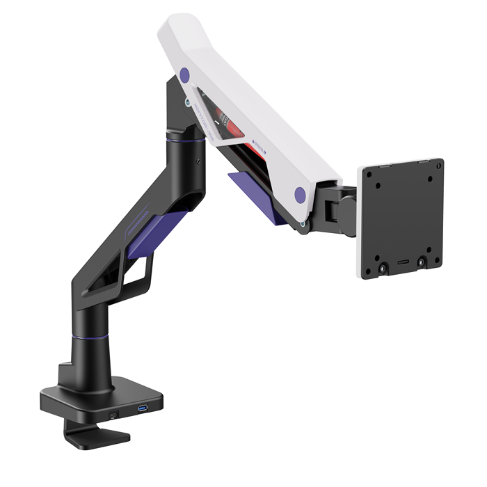 Brateck LDT95-C012UC Atlas Neo Gaming Monitor Arm with USB-A and USB-C Ports For most 24'~57' Monitors, Fit Curved Monitor, Matte Black and White (new)