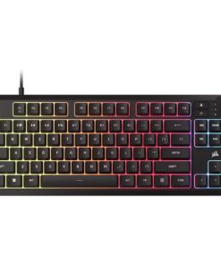 Corsair K55 CORE TKL RGB Gaming Keyboard, 1000Hz, 12KRO, rubber-dome switched, USB 2.0 wired, dedicated media /WIN lock, iCUE support