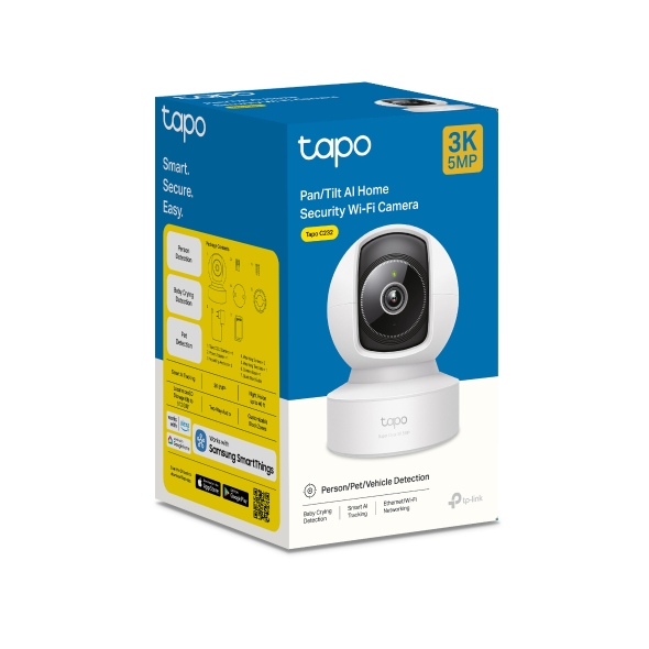 TP-Link Tapo C232 Pan /Tilt AI Home Security Wi-Fi Camera - 3K 5MP + Ethernet port