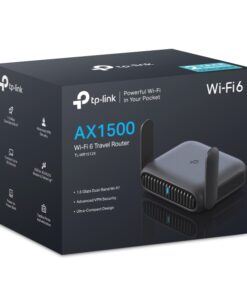 TP-Link TL-WR1512X AX1500 Wi-Fi 6 Travel Router with AX1500 dual-band, multi-mode (AP /RE /Hotspot), USB tethering, Gigabit ports, and WPA3 security