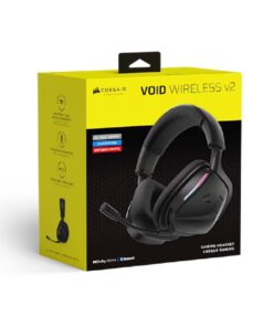 Corsair VOID WIRELESS v2 Gaming Headset - Carbon, wireless, 70-130h, 50mm, 20Hz-20kH, 50ft, PC /Mac /PS /Mobile, omni mic, 0.303kg