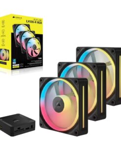 Corsair iCUE LINK LX120-R RGB 120mm PWM Reverse Fans Starter Kit Triple Pack - Black  66.7CFM, 2400RPM, 37.7dBA, 0.4A, Static Pressure, Magnetic Dome