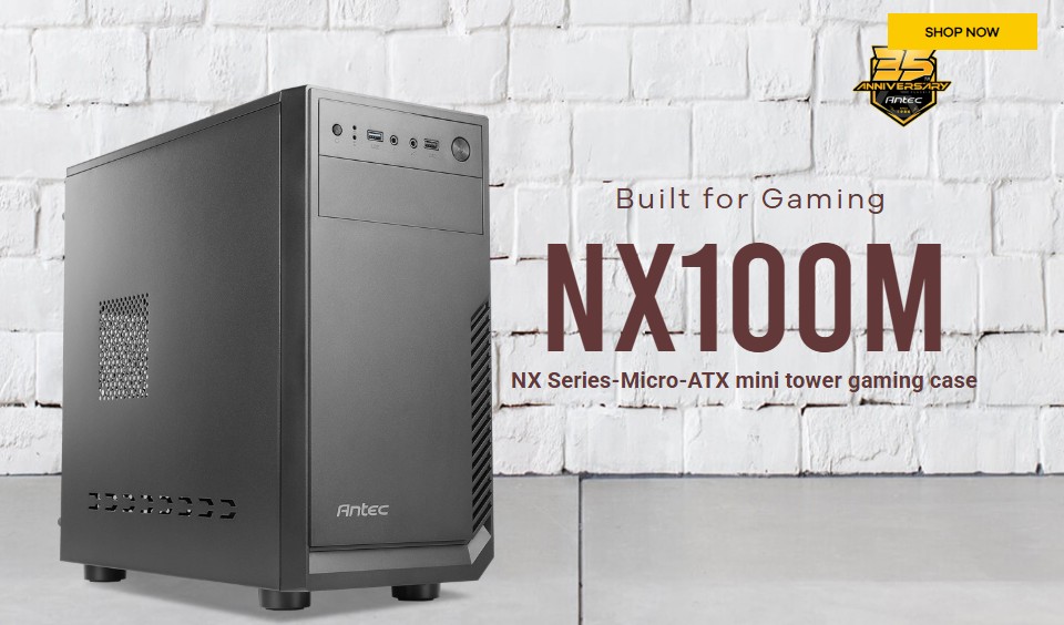 Antec NX100M mATX Business Office Case + True 450w Continuos PSU. 1x 5.25' ODD, USB3.0 x 1,USB2.0 x 1. 1x 80mm Fan. 8PIN EPS, 2x PCIE. TAC 2.0.