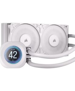 Corsair NAUTILUS 240 RS LCD Liquid CPU Cooler - White, 240mm rad, LCD pump, 2x PWM fans, 2100 RPM, AM5 /LGA1851, copper plate, 400mm tube, 36dBA