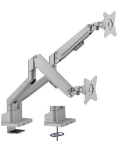 Brateck Dual Monitor Thin Gas Spring Monitor Arm Fit Most 17'-32' Monitors, Up to 9kg per screen VESA 75x75 /100x100 Matte Silver (LS)
