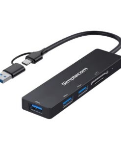 Simplecom CH365C SuperSpeed 3-Port USB Hub with SD MicroSD Card Reader USB-A and USB-C Dual Connector
